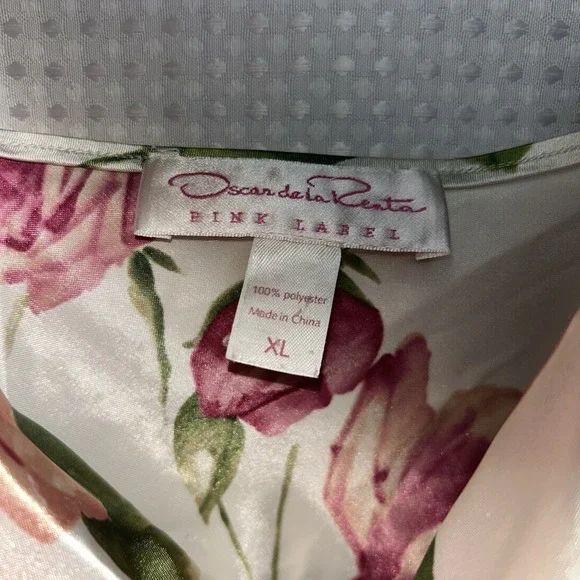 Oscar de la Renta Pink Label Romantic Satin Nightgown Negligee Flare Pink Sz XL - Picture 4 of 8
